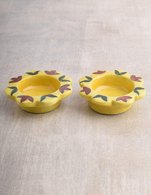 Blue Pottery T-Light Holder Set Of 2 Pcs.